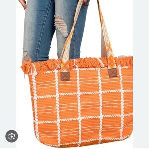 Orange Window Pane Tote/Bag